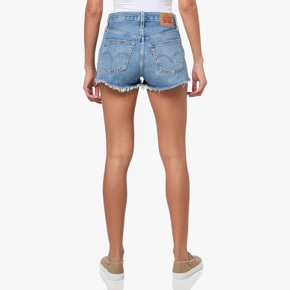 Levi's Jean High Rise classic Blue Faded Distressed Cut Off Denim Short